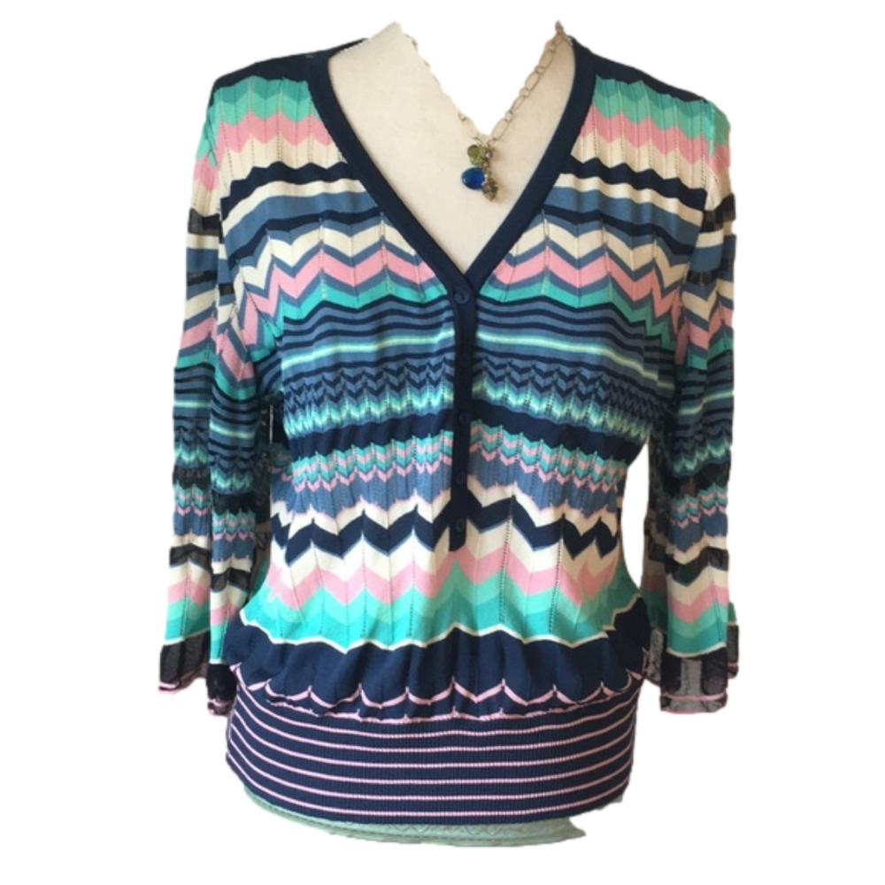 Aldo Martin NWTs Multicolor 3/4 Sleeve sweater Womans Sz 10